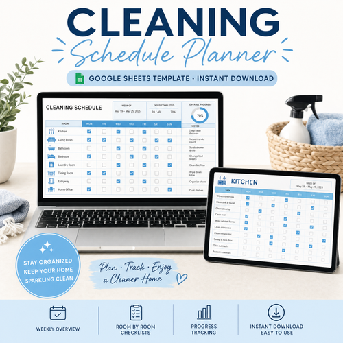 Cleaning Schedule Planner â€” Google Sheets template cover
