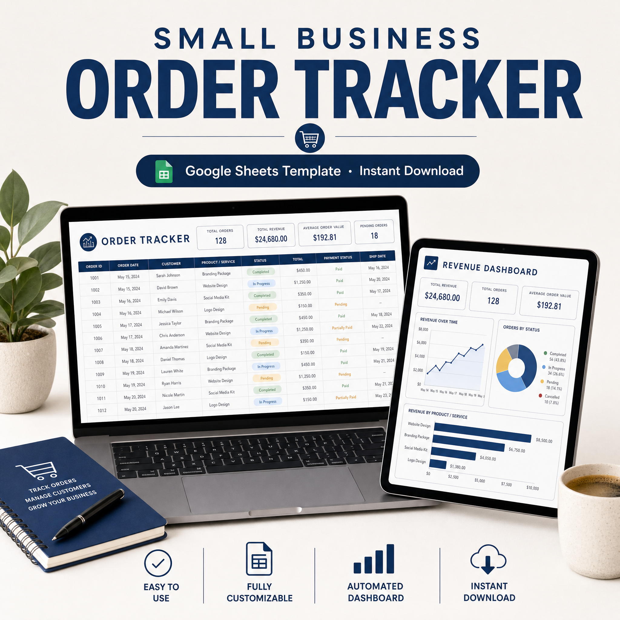 Small Business Order Tracker â€” Google Sheets template cover
