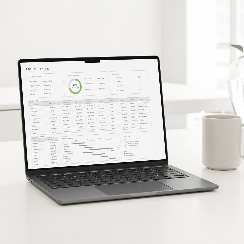 Minimal & Clean Google Sheets Planner